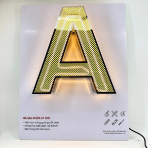 Chữ Inox màu vàng gương cắt laser họa tiết tròn